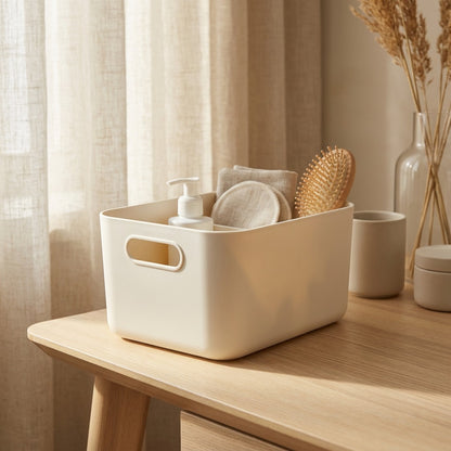 Deskstow™ Plastic Desktop Storage Box for Home Organisation, styled close view