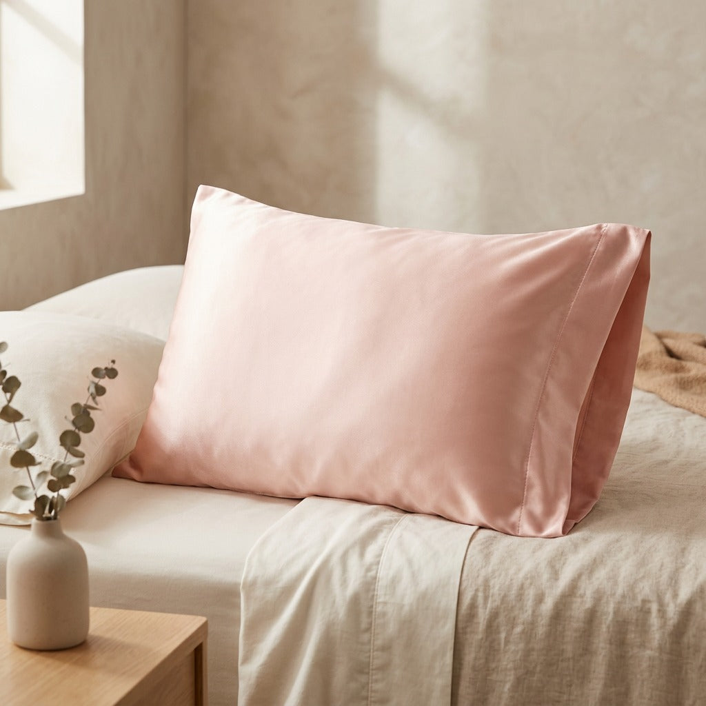 Satinsilk™ Polyester Satin Pillowcase, styled close view