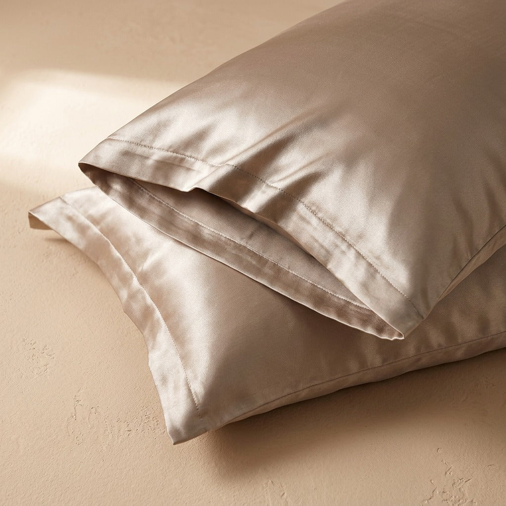 Silkelle™ Double-Sided Silk Pillowcase, material and detail close-up