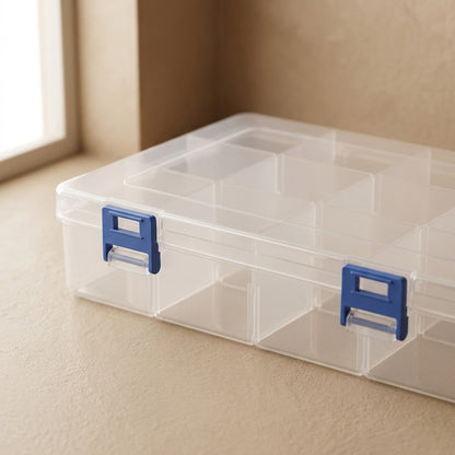 Slotwell™ Divided Plastic Desktop Storage Box, material and detail close-up