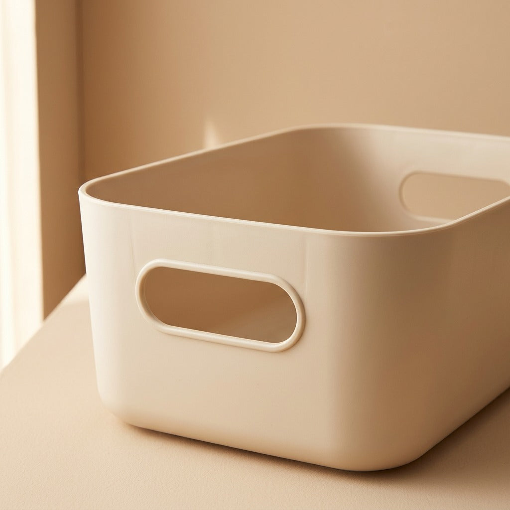 Stowstack™ Stackable Plastic Desktop Storage Box, material and detail close-up