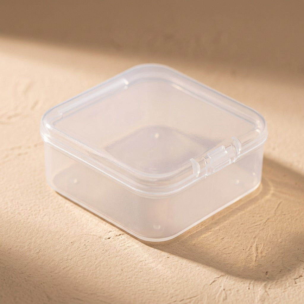 5.5cm Square Pp Plastic Semi-Transparent Packaging Box with Lid for Small Items, Parts, and Jewelry, material and detail close-up