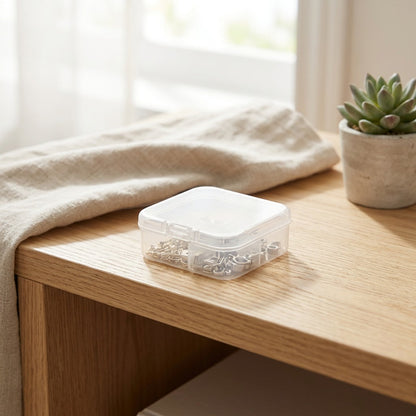 5.5cm Square Pp Plastic Semi-Transparent Packaging Box with Lid for Small Items, Parts, and Jewelry in a calm home setting