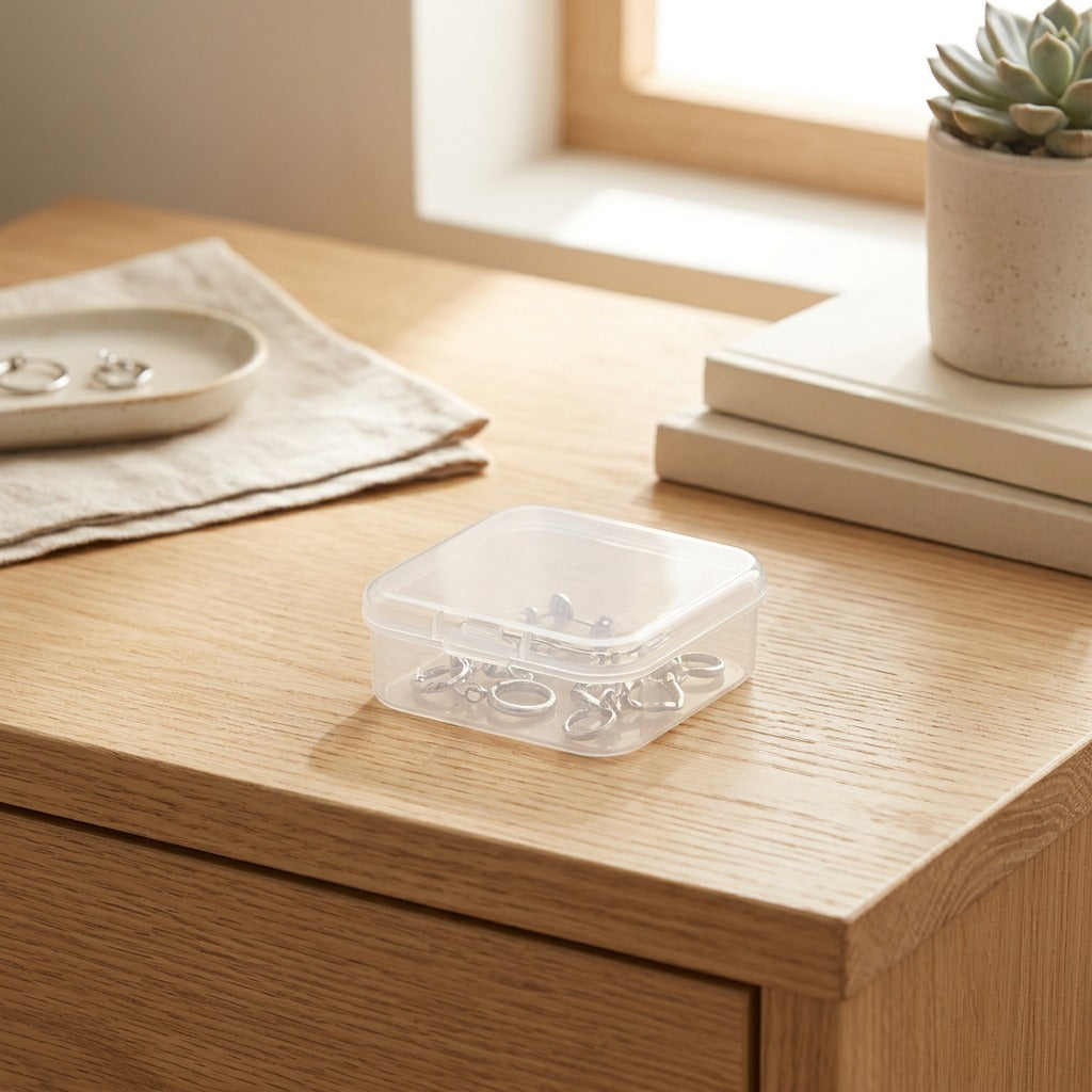 5.5cm Square Pp Plastic Semi-Transparent Packaging Box with Lid for Small Items, Parts, and Jewelry, styled close view