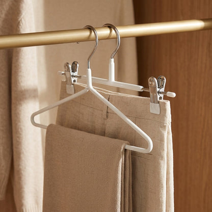 Cliprail™ Stainless Steel Pants Hangers, styled close view