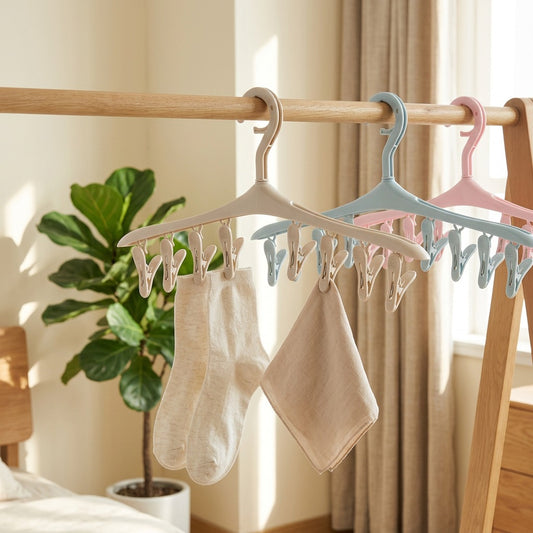 Drying™ Plastic Clip Clothes Drying Rack in a calm home setting