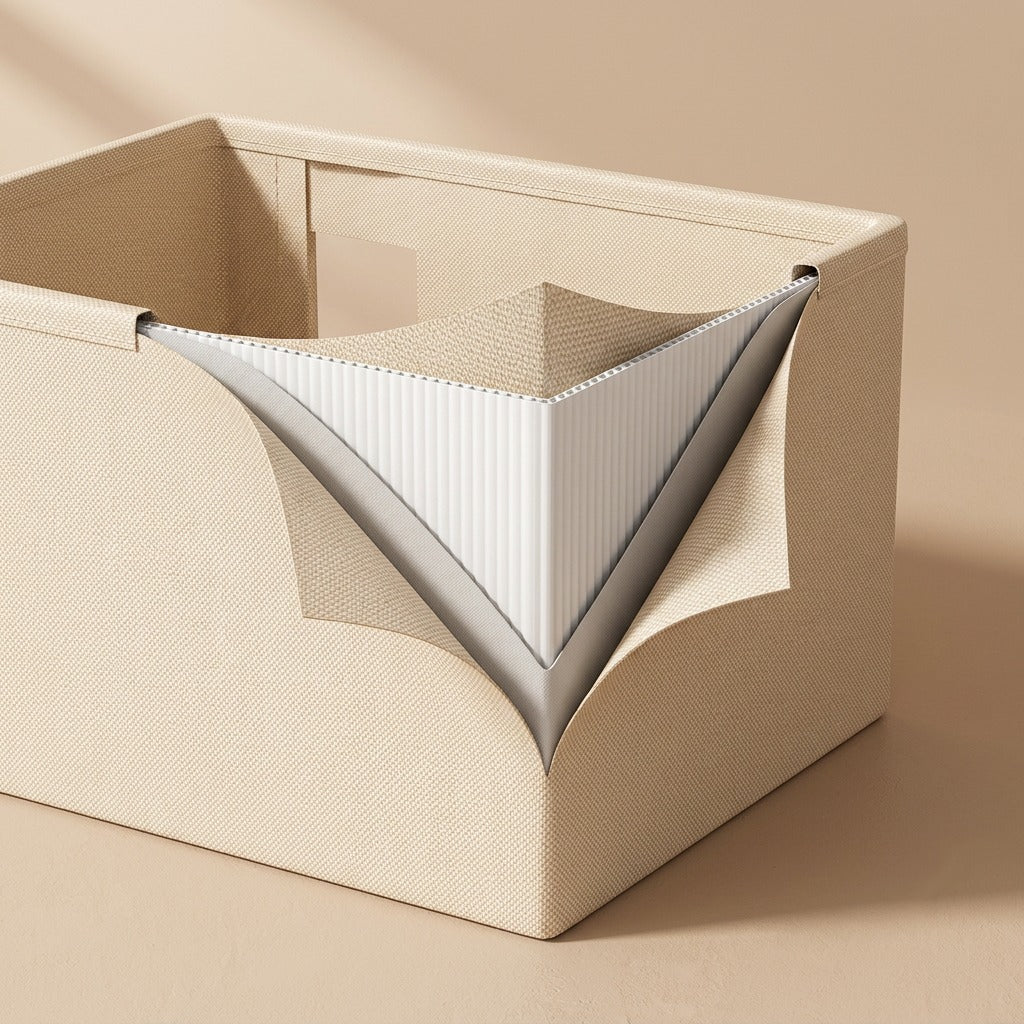 Foldward™ Cotton Linen Wardrobe Storage Box, material and detail close-up