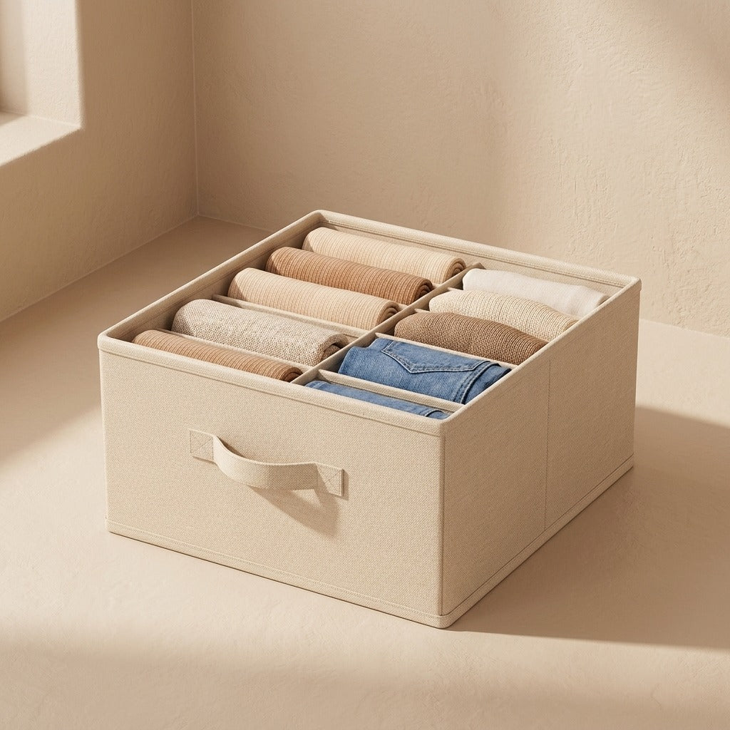 Foldward™ Cotton Linen Wardrobe Storage Box