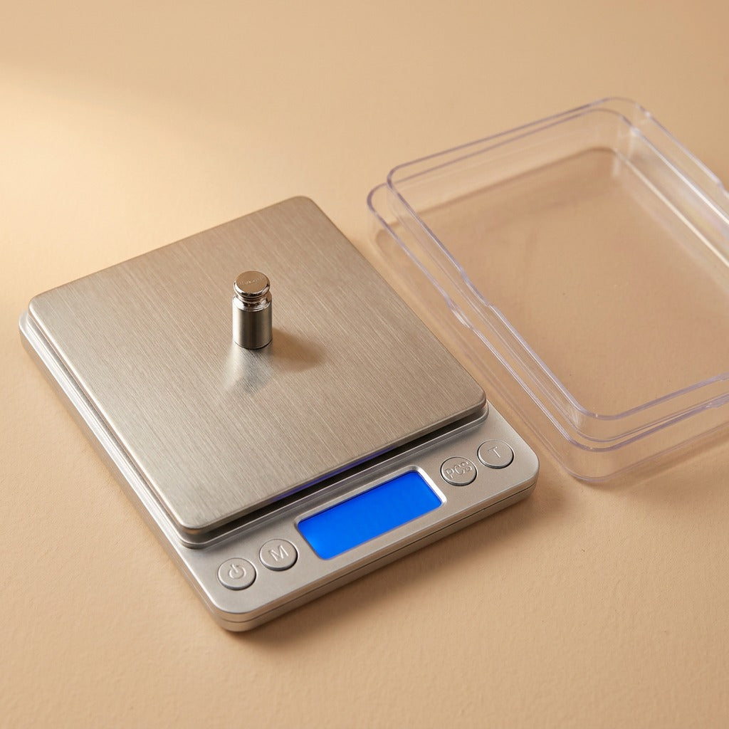 Gramwell™ Stainless Steel Digital Kitchen Scale, material and detail close-up