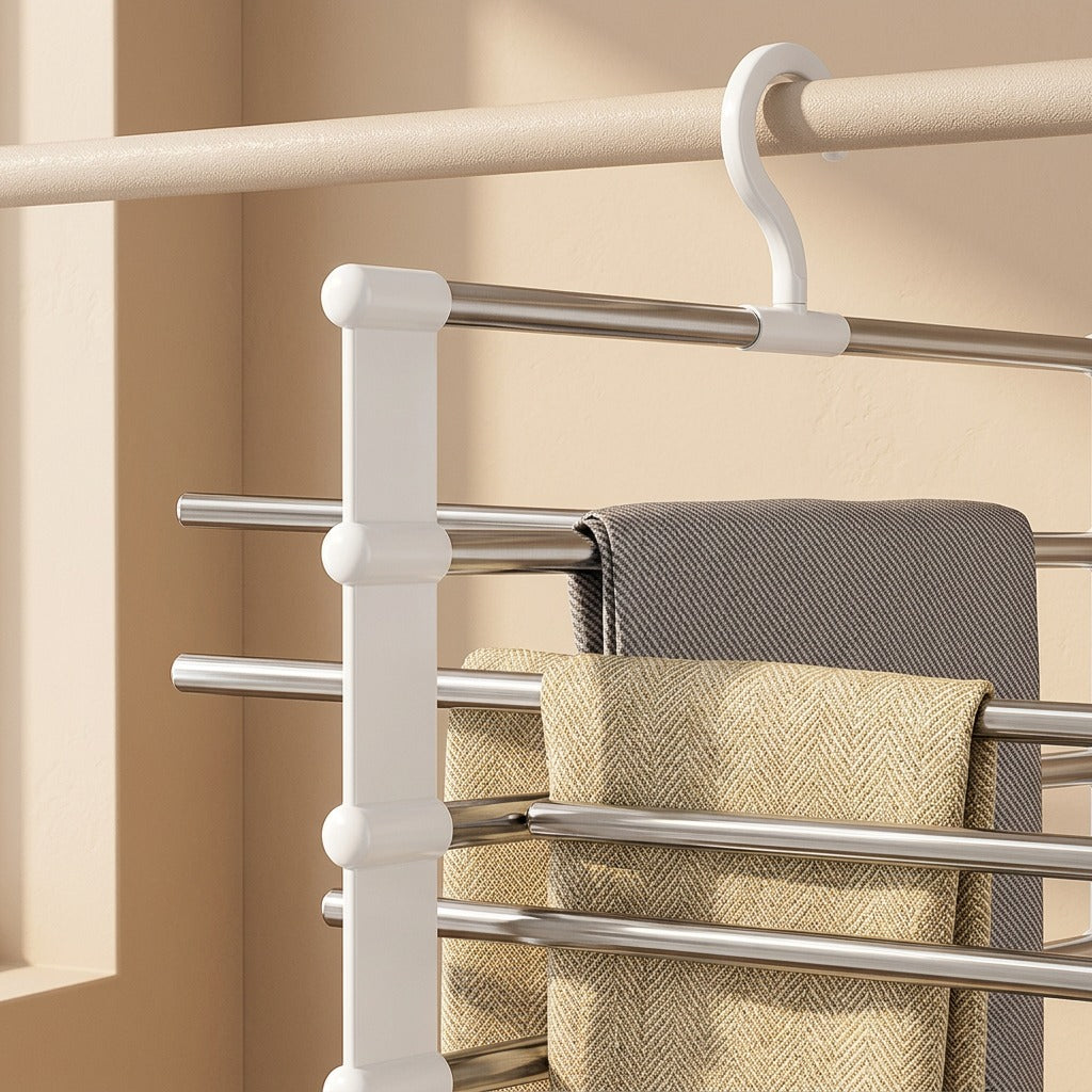 Ladderloft™ Foldable Stainless Steel Pants Rack, material and detail close-up