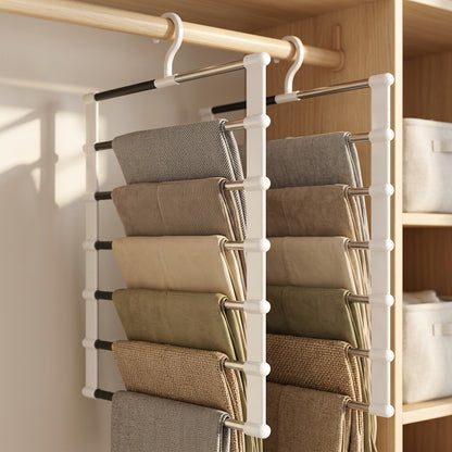 Pantstack™ Foldable Multi Layer Ladder Pants Rack, styled close view
