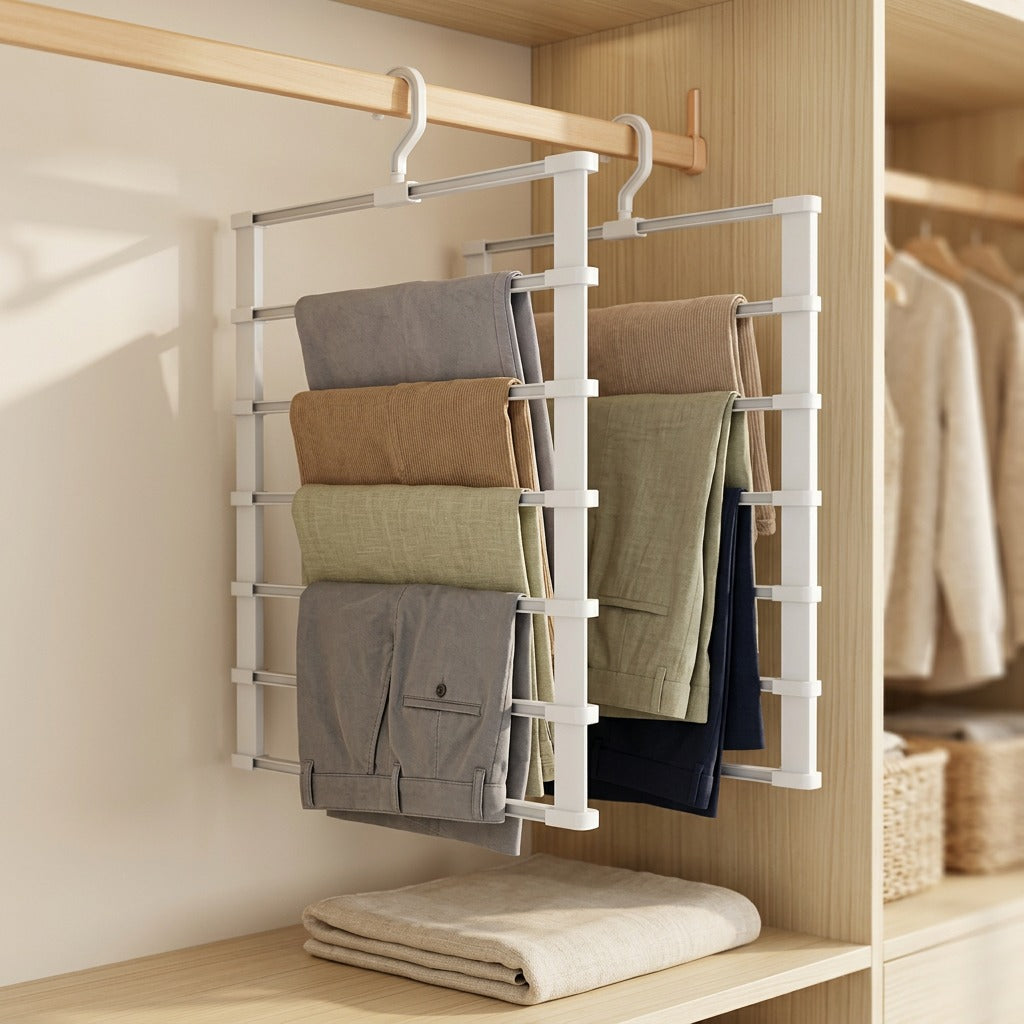 Pantrack™ Plastic Pants Rack, styled close view