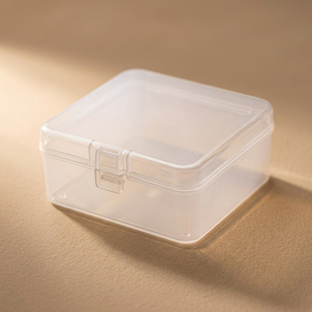 Jewelstow™ Clear PP Storage Box with Lid for Jewelry and Hardware, material and detail close-up