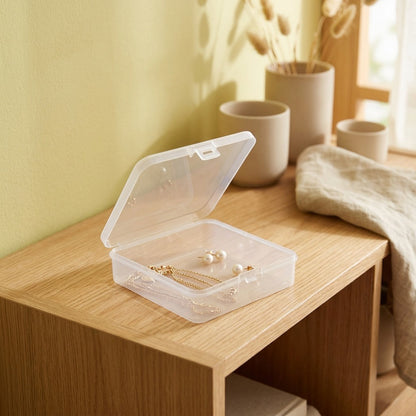 Jewelstow™ Clear PP Storage Box with Lid for Jewelry and Hardware, styled close view