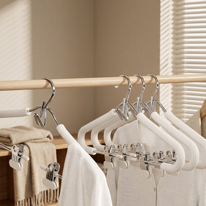 Stackclip™ Non-Slip Stackable Clothes Hangers with Clips, styled close view