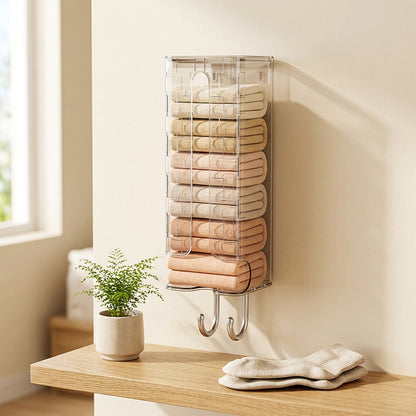 Sockwell™ Plastic Sock Storage Box in a calm home setting