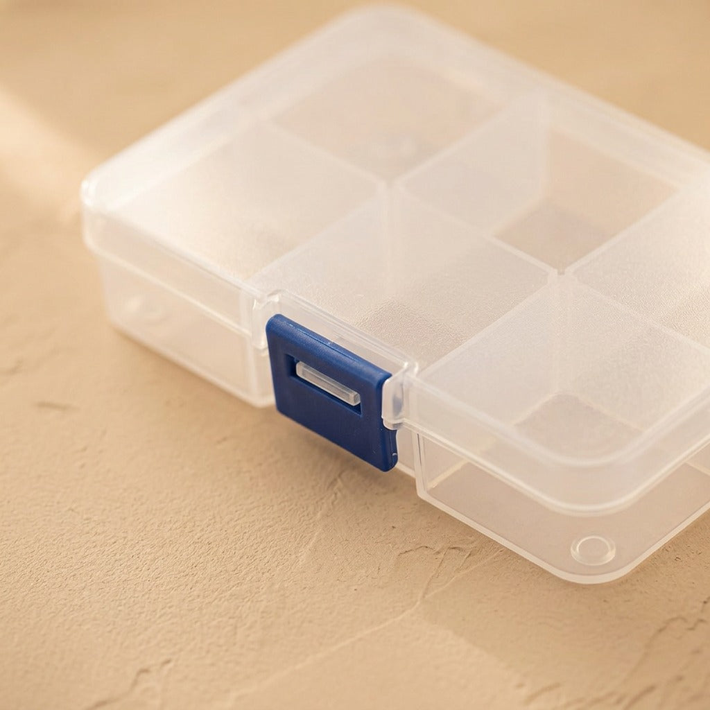 Sortbin™ Compartmented Plastic Storage Box, material and detail close-up