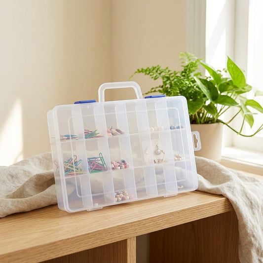 Sortbin™ Compartmented Plastic Storage Box in a calm home setting
