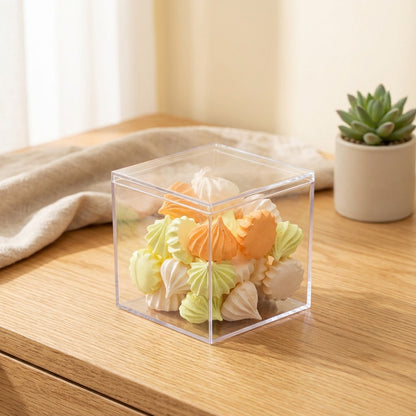 Squarenest™ Square PS Storage Box With Lid in a calm home setting