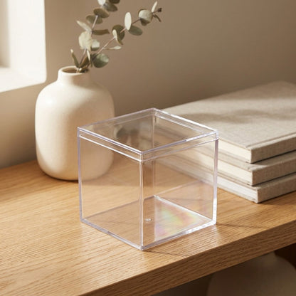 Squarenest™ Square PS Storage Box With Lid, styled close view