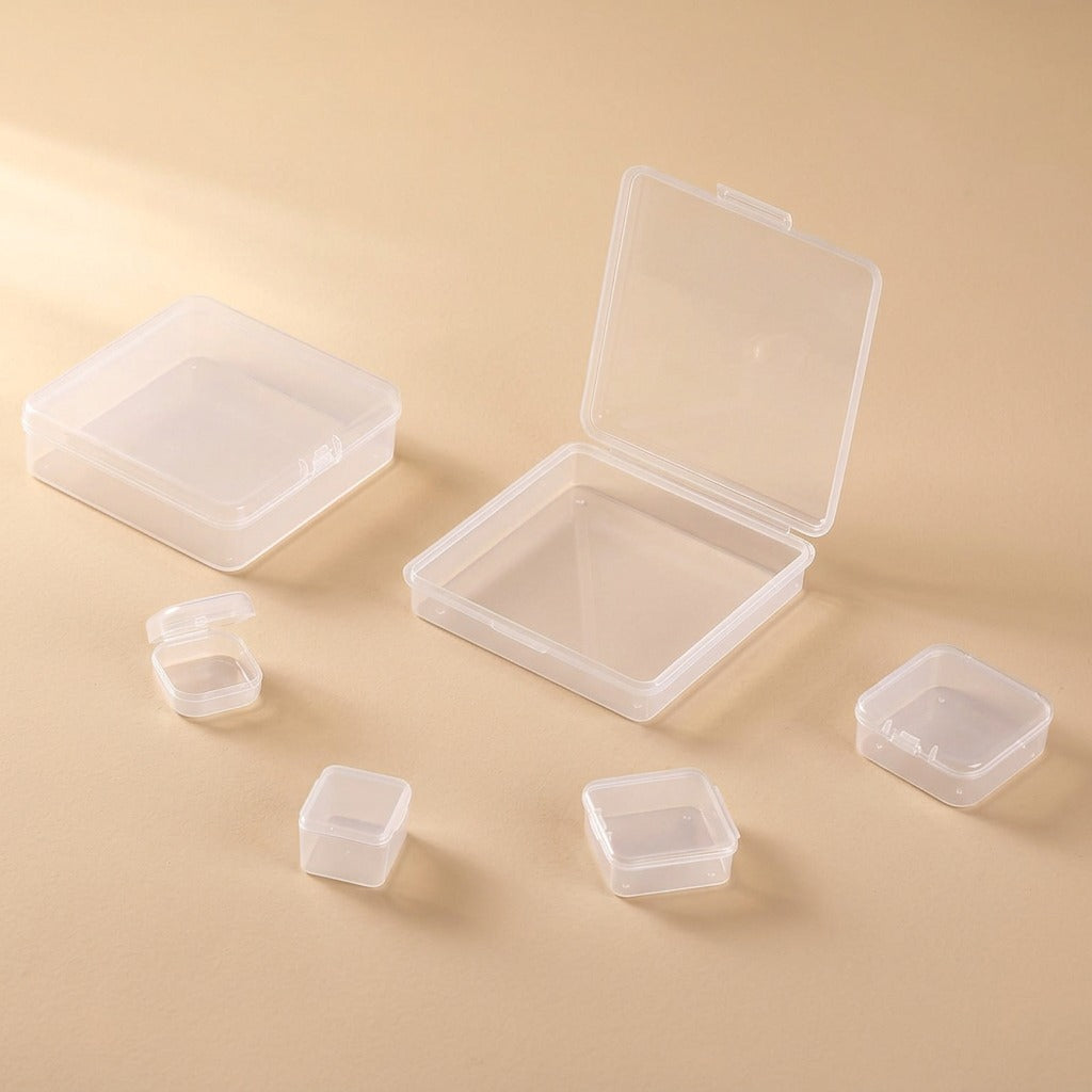 Craftstow™ Clear PP Storage Box with Lid for Jewelry and Craft Parts, material and detail close-up
