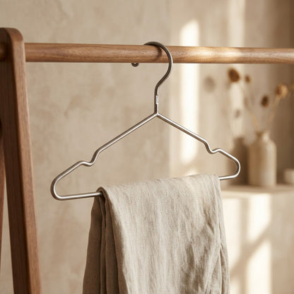 Steelform™ Stainless Steel Clothes Hanger, styled close view