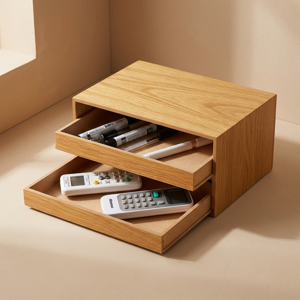 Timberly™ Solid Wood Desktop Organizer Box