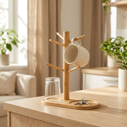 Mugtree™ Tree-Shaped Cup and Mug Draining Rack for Desktop in a calm home setting