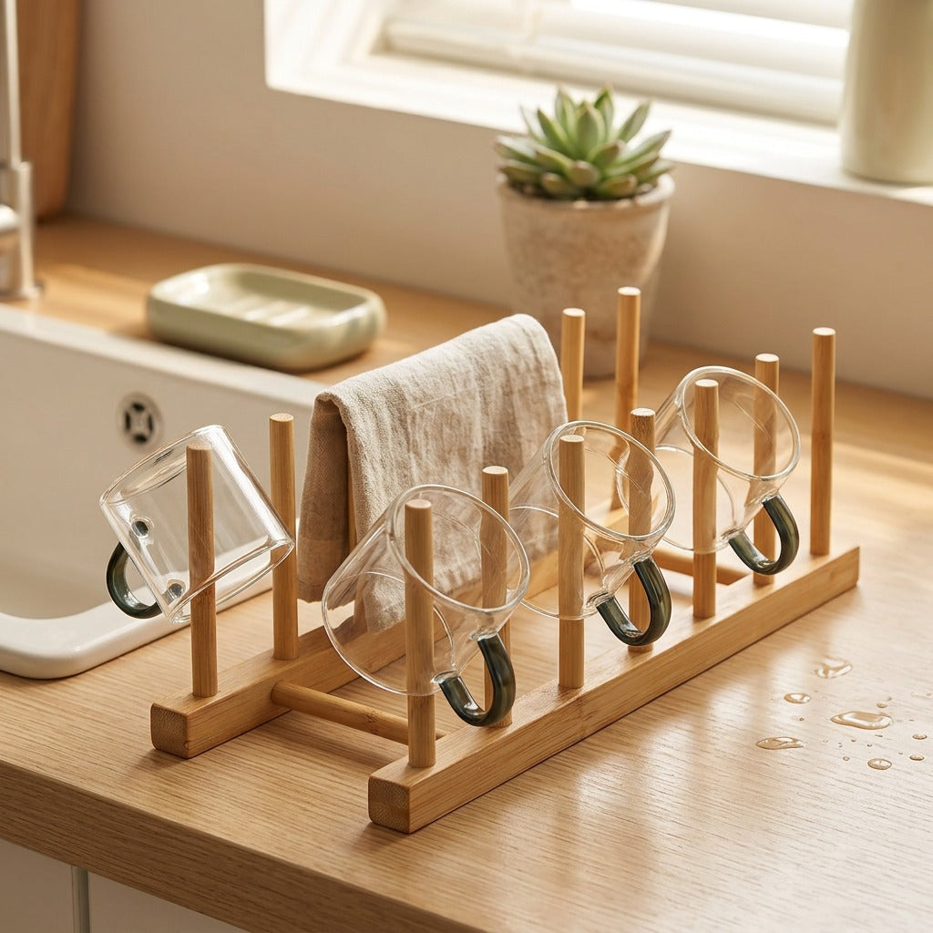 Mugtree™ Tree-Shaped Cup and Mug Draining Rack for Desktop, styled close view