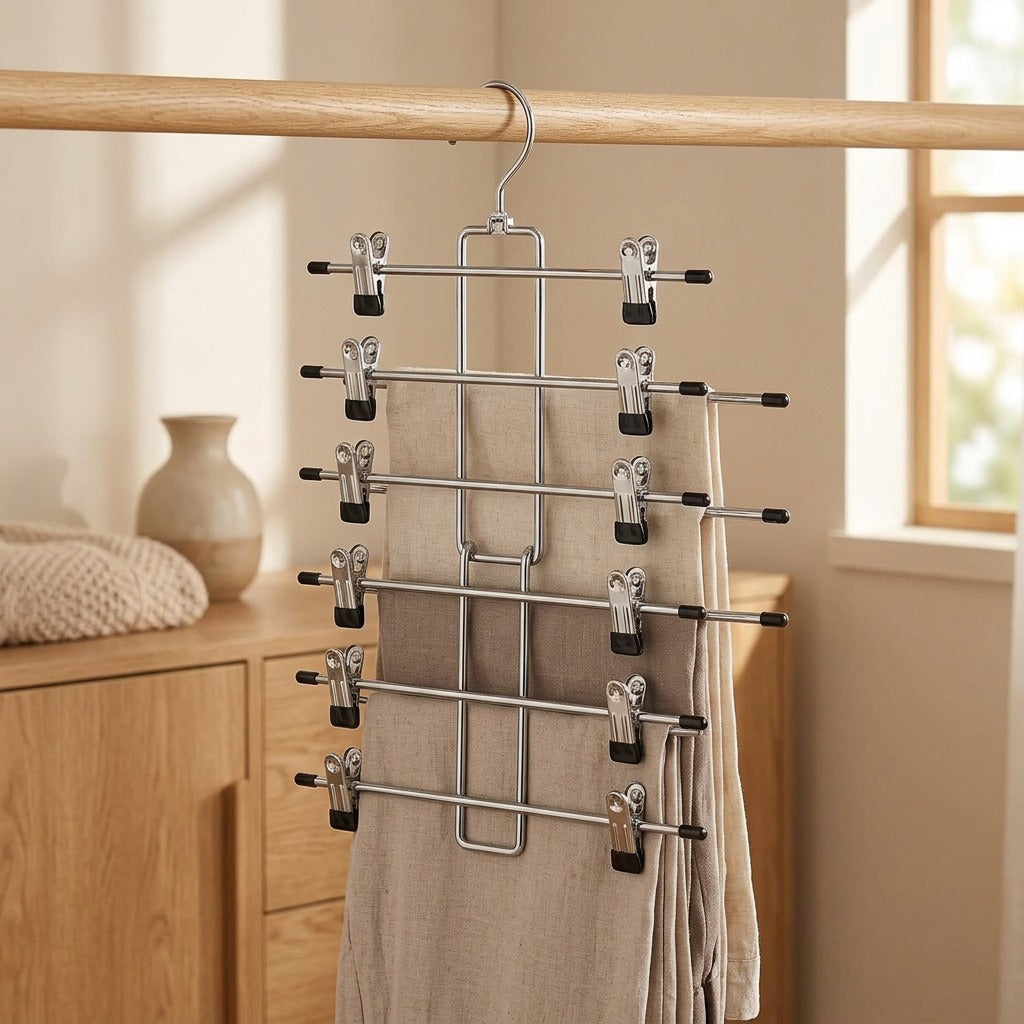 Trimrack™ Multi-Layer Pants Rack Hanger, styled close view