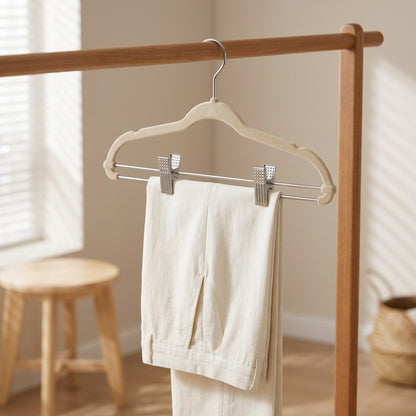Cliphold™ Non-Slip Flocked Trouser Hanger with Adjusting Clip, styled close view