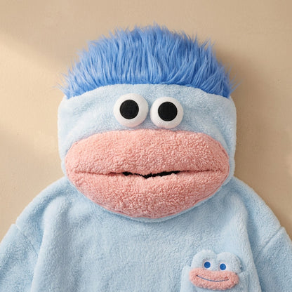 Fuzznest™ Couple's Coral Fleece Monster One-Piece Pajama, material and detail close-up