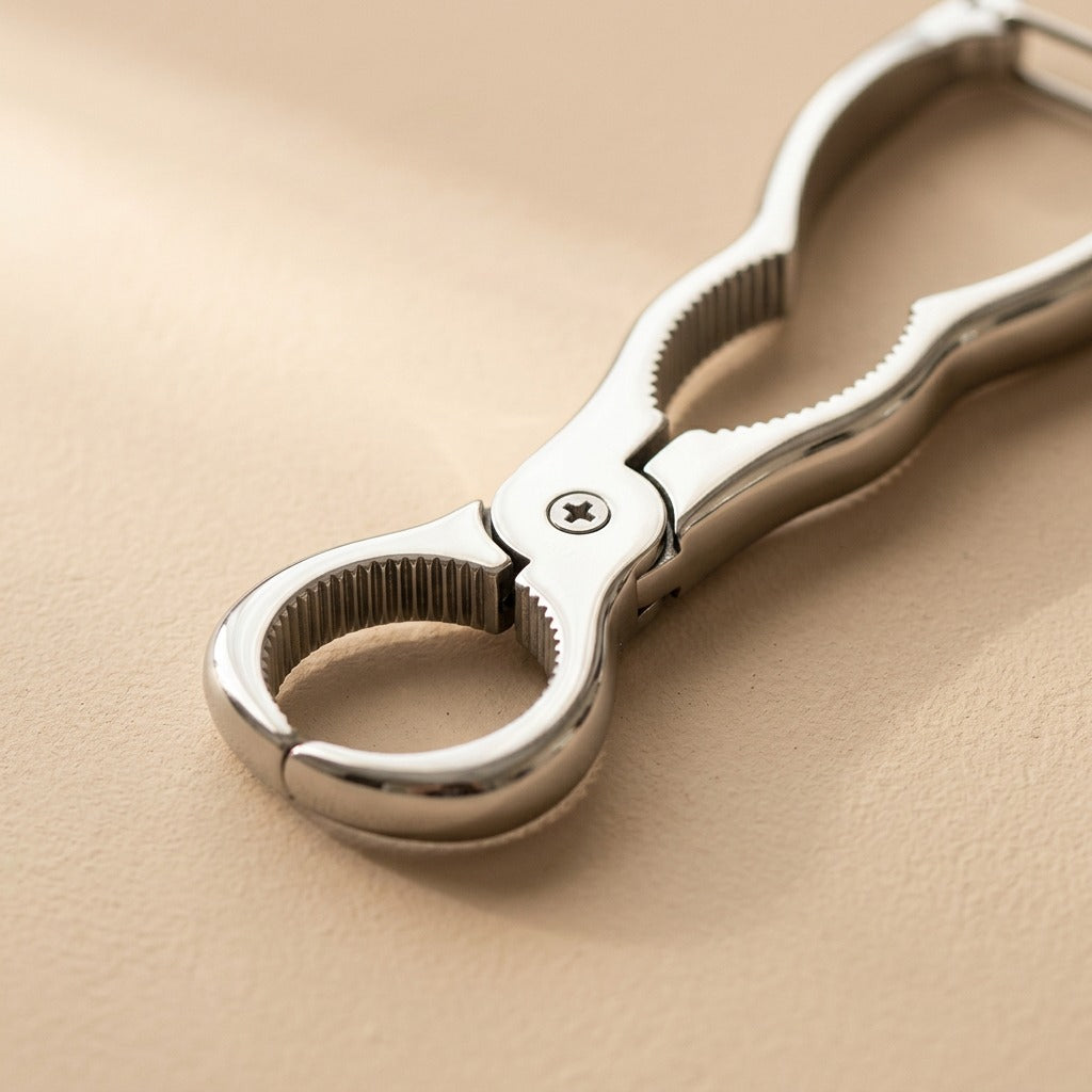 Leafclasp™ Chinese-Style Stainless Steel Tea Tongs, material and detail close-up