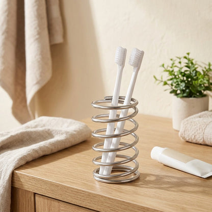 Dentdrain™ Countertop Toothbrush Holder and Draining Rack in a calm home setting