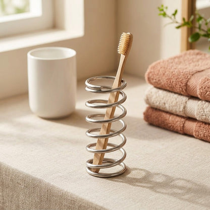 Bristlerack™ Stainless Steel Countertop Toothbrush Rack, styled close view