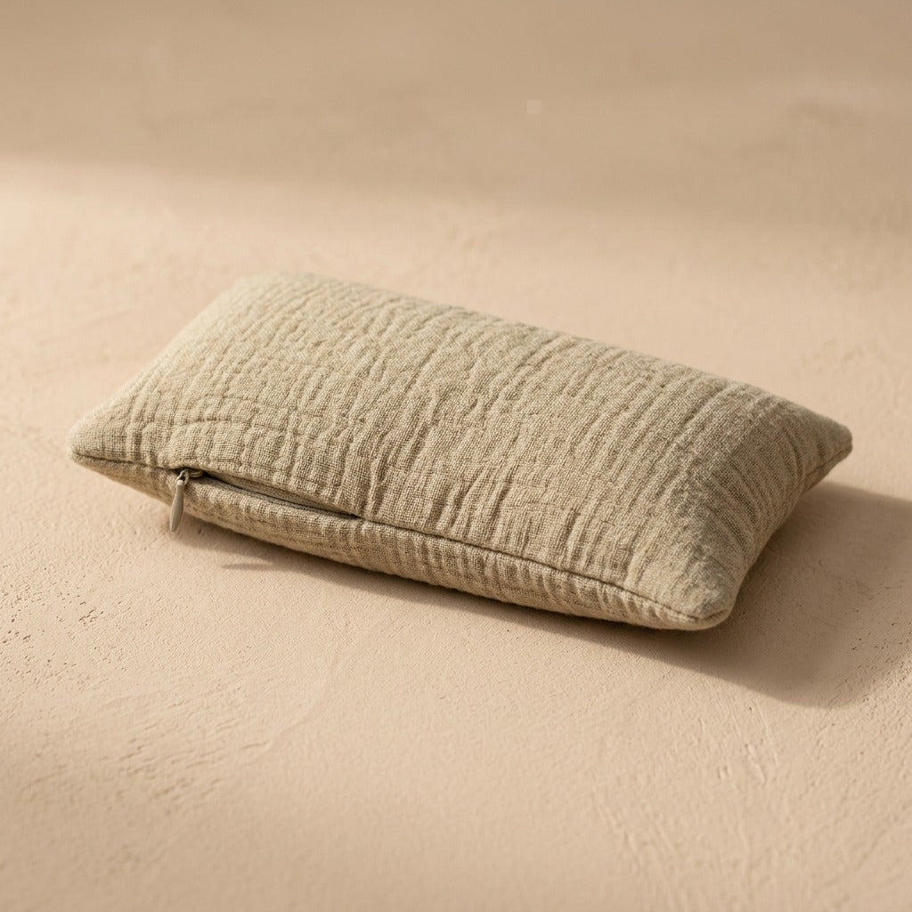 Calmweft™ Cotton Yoga Eye Pillow Cover, material and detail close-up