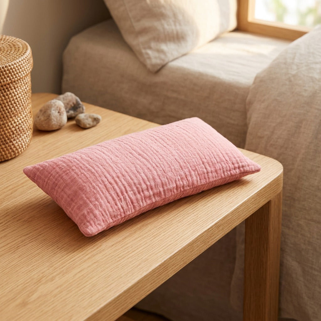 Calmweft™ Cotton Yoga Eye Pillow Cover, styled close view