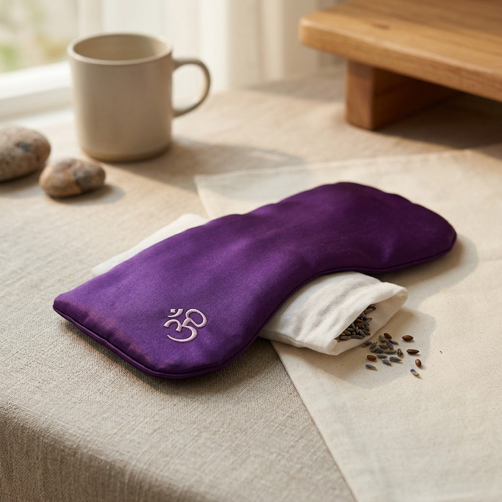 Lavendream™ Yoga Eye Mask With Lavender And Cassia Seed, styled close view
