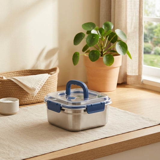 Lidkeep™ Stainless Steel Lunch Box in a calm home setting