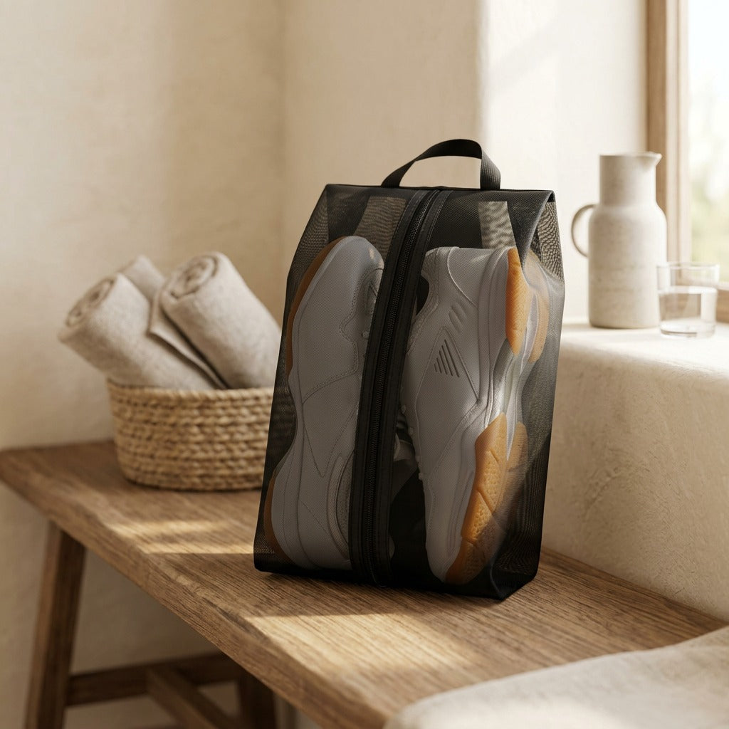 Meshway™ Nylon Mesh Shoe Storage Bag, styled close view