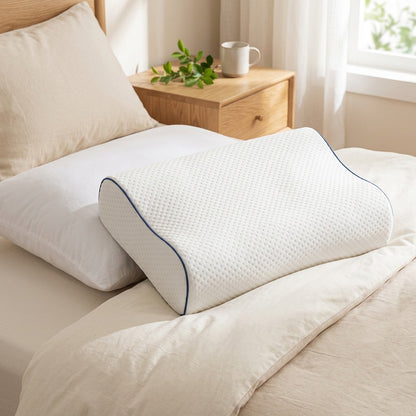 Bamboorest™ Bamboo Fiber Memory Foam Pillow in a calm home setting