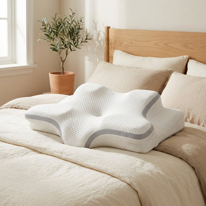 Curvewing™ Butterfly-Shaped Memory Foam Pillow in a calm home setting