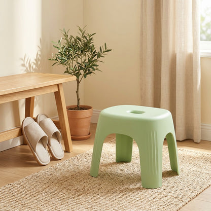Shoestool™ Multifunctional Plastic Shoe-Changing Stool in a calm home setting