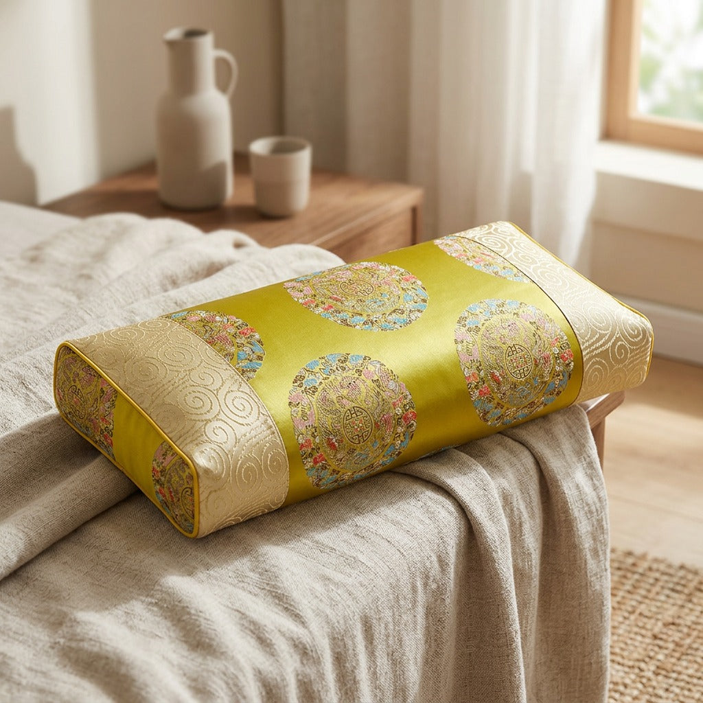 Herbloom™ Satin Cervical Pillowcase, styled close view