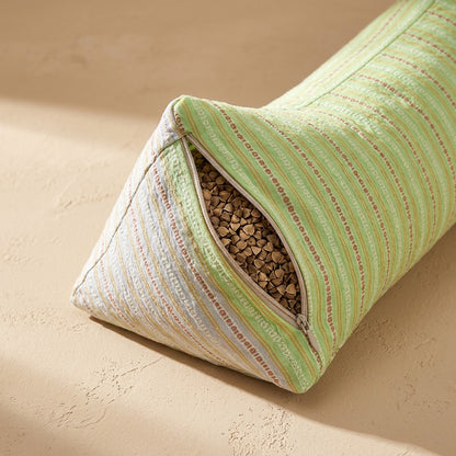 Husknest™ Buckwheat Shell Triangular Pillow, material and detail close-up