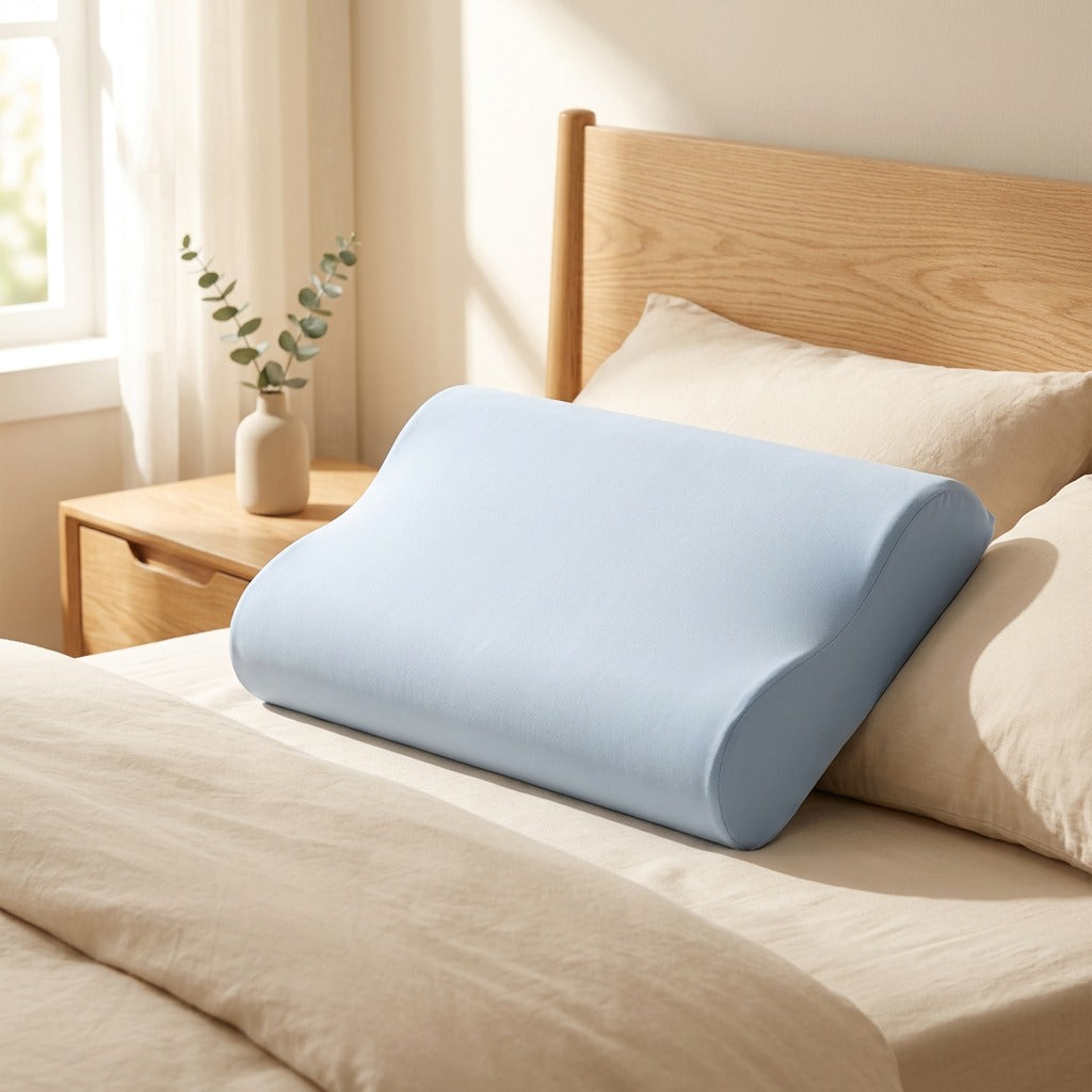 Loamrest™ Slow Rebound Memory Foam Pillow in a calm home setting