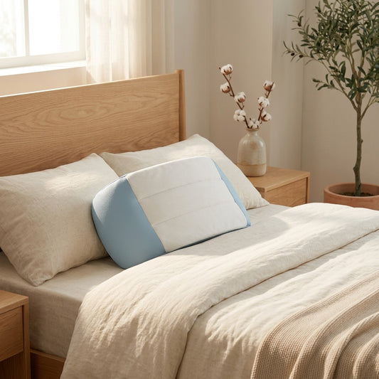Lullnest™ Ice Silk Cloud Lumbar Support Pillow in a calm home setting