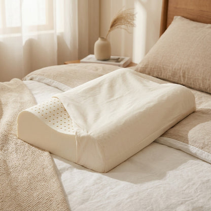 Natrex™ Natural Latex Cervical Pillow, styled close view