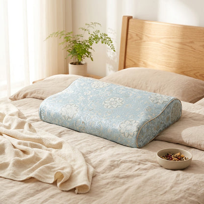 Neckloom™ Brocade Cervical Pillowcase Cover in a calm home setting