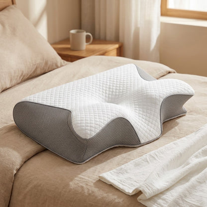 Nestwing™ Butterfly Memory Foam Cervical Pillow, styled close view